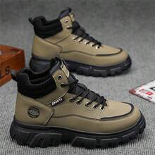 Giày bốt thời trang nam, đế dày chống trượt cỡ lớn màu vàng cho thanh thiếu niên, giày bốt đi xe máy thông thường đa năng - màu xanh lá - Xem 4