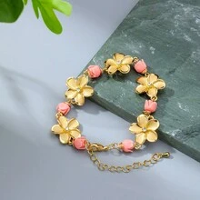 1 chiếc vòng tay hoa sứ Hawaii mạ vàng 14K mờ dành cho phụ nữ, quà tặng cho ngày lễ tình nhân hoặc lễ tạ ơn - Nhiều màu - Xem 14