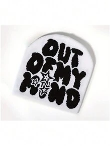 Out Of My Mind Jacquard Knit Beanie Hat, Warm Winter Sports Fashion Ski Cap