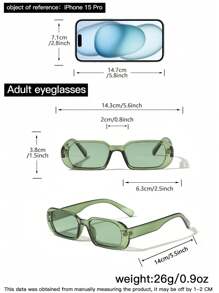 3 Pairs Women's Acrylic Small Rectangular Fashion Glasses, Suitable For Daily Outings And Back To School Season, College Style, Rectangular - Multicolor - View 9