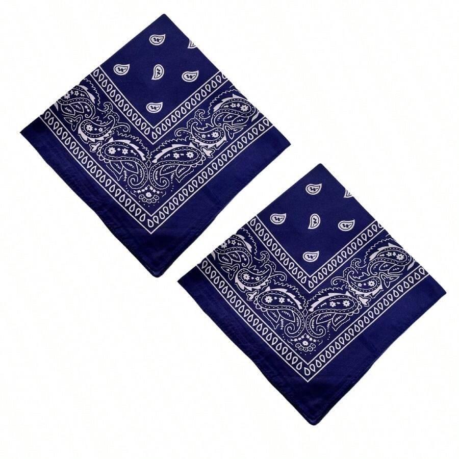 Kit 2 Printed Bandanas And Scarf In Various Colors - 2 海軍藍 - 查看 1