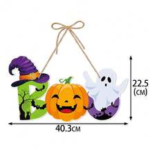 1pc Halloween Party Decoration, Pumpkin & Bat Door Hanging Ornament, Ghost Festival Scene Decor - Multicolor - View 12
