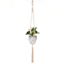 1PC Hand Woven Three-Layer Rope Decorative Plant Mesh Bag, Macrame Plant Hanger, Indoor Hanging Planter Basket Holder With Wood Beads, Decorative Flower Pot Holder With Tassels