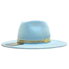 Fedora Hat Country Bandinha Shine Golden Unisex Medium Brim Top Premium Rodeo Show Style - 淺藍色 - 查看 1