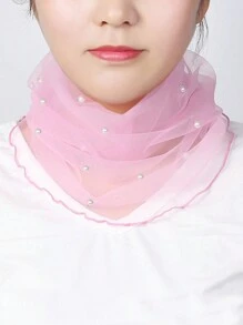 1pc Faux Pearl Decor Multi-Functional Neck Scarf (Faux Pearl Placement Is Random) Valentines