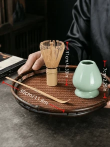 3 件装竹制抹茶搅拌器 (茶筅)、拿铁艺术刷、抹茶勺茶具套装 - 彩色 - 查看 9