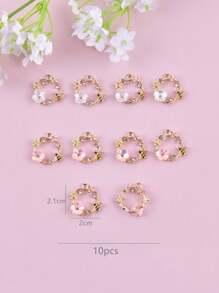 10入組花卉蜜蜂花圈形狀合金diy珠寶吊墜,適用於耳環和項鍊