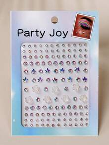 1 miếng dán mặt hoa hồng lấp lánh 3D chuyển màu, thích hợp để trang trí tóc, mắt, mặt và cơ thể, lễ hội âm nhạc, tiệc tùng và dạ hội hóa trang - Nhiều màu - Xem 2