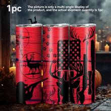 20oz Deer Hunting 3D Print Insulated Skinny Tumbler With Straw And Lid | 304 Stainless Steel Travel Coffee Cup | Festival Gift For Men And Women | Age 14+ | Durable Outdoor Canteen Back To School
