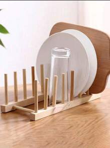 1pc Simple Wooden Dish Storage Rack,Drain Rack, Dish Rack
