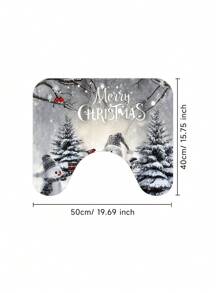 1/2/3/4 Pieces Christmas Collection Shower Curtain, Cute Snowman Woven Shower Curtain, Bathroom Non-Slip Mat, Toilet U-Mat, Toilet Lid Cover Mat, Bathroom Complete Set, Modern Waterproof Bathroom Decoration, Comes With 12 Hooks And A Shower Ball, Multiple Sizes Available Back To School
