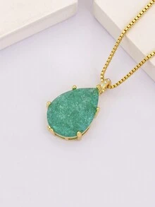 1 件情人节彩色方晶锆石 18K 镀金铜材质水滴吊坠项链，奢华珠宝礼物，适合女士 - 吊墜項鍊 - 查看 12