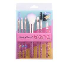 Kit com 7 Pinceis para Maquiagem Macrilan Trend - MT09 - Rosa Bebê - Visão 1
