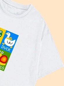 Women's Cute Animals Art T-Shirt Printed Casual Cotton Short Sleeve - 白色 - 查看 5