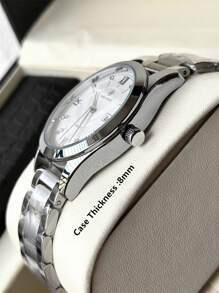 Pablo Raez 1 件优质男士手表 顶级全新男士商务腕表 SUS304 不锈钢 IPS 银色表壳 奢华实心钢表带 绅士金属质感表盘 镶嵌时尚钻石设计 50 米防水男士石英正装腕表 带日期日历 运动休闲时钟 送给朋友或家人的精美礼物 适合日常生活/工作/派对装饰 流行学生手表 - 均碼 - 查看 8