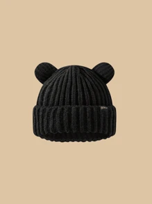 1pc Young Women's Cute Bear Pattern Knit Hat, Solid Color Cartoon Adorable Warm Knitted Cap, Suitable For Outdoor, Party, Fashion Pull-On Beanie - Women's Autumn and Winter Funny Bear Knitted Hat - View 16