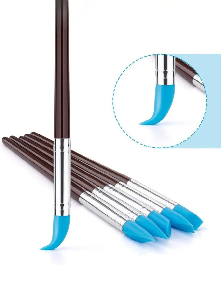 5/10pcs DIY Soft Pottery Clay Sculpting Tools Set - Versatile Cake Oils Engraving Rubber Craft Pen Brush Polymer Modeling Shaper Kit For Creative Arts And Crafts Projects