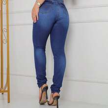 Kit 3 Women's Skinny High Waist Jeans With Lycra - Màu xanh lam - Xem 7