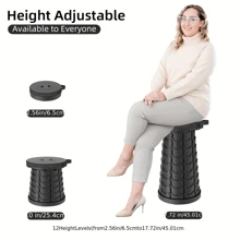 1pc Upgraded Portable Folding Stool, Retractable Chair For Camping Fishing Hiking BBQ, Lightweight & Easy Storage