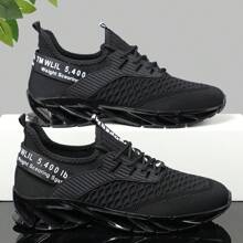 ZUTY Men's Running Shoes Blade Non Slip Comfortable Fashion Sneakers Breathable Mesh Soft Sole Casual Sport Athletic Walking Work Tennis Shoes - 黑色 - 查看 5