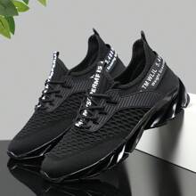 ZUTY Men's Running Shoes Blade Non Slip Comfortable Fashion Sneakers Breathable Mesh Soft Sole Casual Sport Athletic Walking Work Tennis Shoes - 黑色 - 查看 3