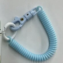 قلاب مفتاح كوردي هاتف اللون متعدد قابل للسحب، زنبرك بلاستيكي كويلي مطاطي لسلسلة مفاتيح، قلاب مناسب للاستخدام المدرسي