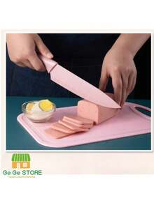 GEGE MX Marketplace  Juego de 6 cuchillos de cocina coloridos, juego de cuchillos de colores con revestimiento antiadherente, juego de cuchillos en caja de chef para cocinar, camping, viajes, picnic, barbacoa y RV, Juego de cuchillos profesionales con tonos pasteles. ER-0278