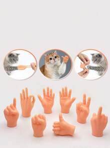 1 件迷你手指，猫宠物玩具，迷你手指手小手，木偶逼真橡胶手，小雕像玩具搞笑手指，用于木偶表演、搞笑表演派对礼物、圣诞节