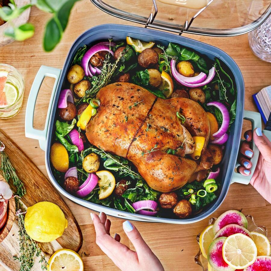 Luxury 5 In 1 Electric Skillet Expandable Up To 7 Qt With Glass Lid