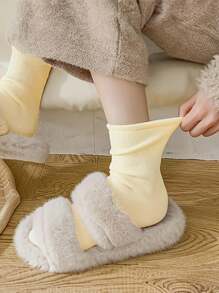 5 par damskich ciepłych skarpet śnieżnych - jednolity kolor, codzienne akcesoria