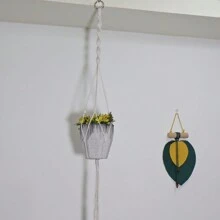 1PC Hand Woven Three-Layer Rope Decorative Plant Mesh Bag, Macrame Plant Hanger, Indoor Hanging Planter Basket Holder With Wood Beads, Decorative Flower Pot Holder With Tassels