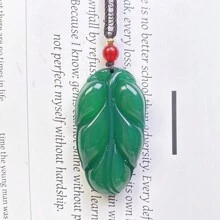 1Pc Natural Crystal Agate Leaf Pendant, Quartz Gem Necklace, Sweater Chain, Chakra Fashion Pendant, All Hand-Carved, Men's And Women's Fashion Pendant, Meaning Peace, Freedom, Wealth, Family Happiness, Suitable For Family Gifts, Christmas And Various Holiday Party Gifts, Crystal Gifts (Random Gifts: Lanyard, Gift Box) - Leaves - View 18