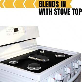 1pc Black & Gray High Temperature Resistant 0.2mm Thick 5-Holon Stove Mat, Gas Stove Dust & Oil Proof Protective Cover