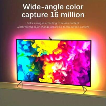 55-75インチスマートセンサーUSB LEDテレビバックライティングキット、ソリッドカラーピッカー、アプリ操作、ミュージックシンク、55-60インチテレビ用12.5ft、65-75インチテレビ用16.4ft、5050 RGBIC ライトストリップセット(USBパワー、アダプタなし)、ファミリーパーティー、装飾、バレンタインデーのプレゼントに