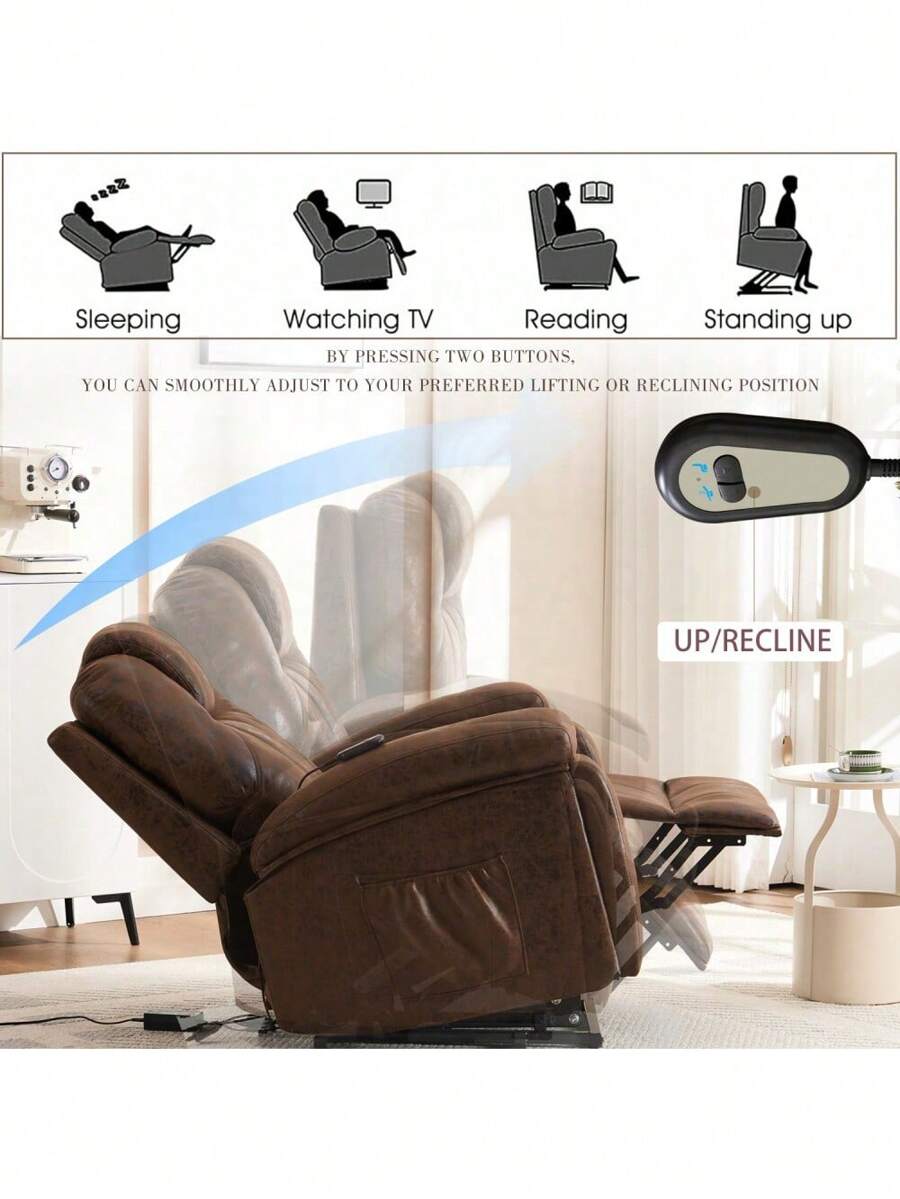 Power Lift Recliner Chair With Massage Elderly, Overstuffed Wide