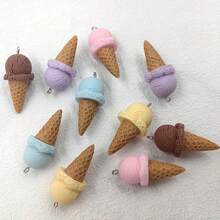 10pcs/Set Cute Resin Ice Cream Pendant Charms - Handmade Floating Charm, Suitable For DIY Keychain And Jewelry Making - Multicolor - View 6