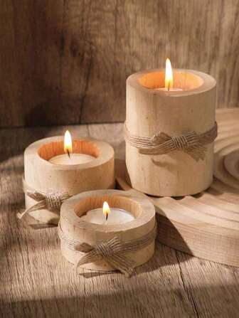 1/3pcs Wooden Modern Minimalist Style Tea Lamp Candle Holder, Wooden Votive Tea Lamp Candle Holder, Wedding, Birthday, Home Decoration(Excluding Candles),Flower Potted Ornaments Decorative Pieces