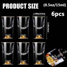 Set de 6 piezas de vasos para chupito de 0.5oz/15ml, vasos de vodka de pequeña capacidad, solo lavar a mano, de vidrio de alta calidad, a prueba de roturas, cristal transparente con fondo seco, juego de licor estilo chino, mini copas para bebidas adecuadas para whisky, tequila, vodka, perfecto para fiestas, bares y clubes