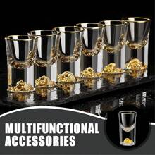 Set de 6 piezas de vasos para chupito de 0.5oz/15ml, vasos de vodka de pequeña capacidad, solo lavar a mano, de vidrio de alta calidad, a prueba de roturas, cristal transparente con fondo seco, juego de licor estilo chino, mini copas para bebidas adecuadas para whisky, tequila, vodka, perfecto para fiestas, bares y clubes