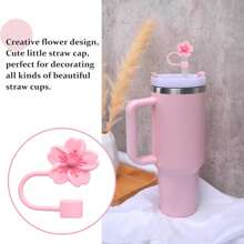 Compatible con accesorios de la Copa , 1 pieza Tapa de pajita con flor de cerezo rosa para taza, 1 pieza Bota de silicona, 1 pieza Encantos con letras lindas para tumblers de 30 y 40 onzas con asa, regalo para el Día de la Madre