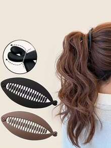 2 Kẹp Tóc Màu Trơn, Kẹp Tóc Răng Đơn Giản - Nhiều màu - Xem 2