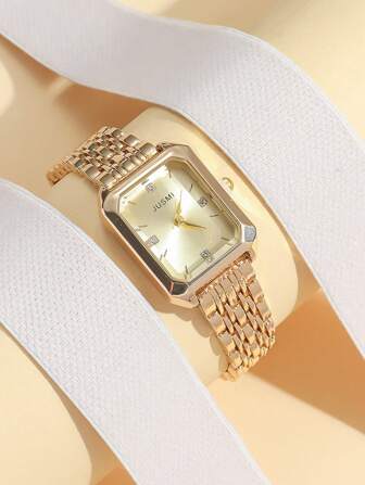 1 st/set tonårs minimalistisk quartzklocka med blandad skala och fyrkantig urtavla i stålband, lämplig för födelsedagar, halloween, presenter till årsslutet