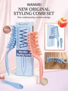 Cepillo definidor de rizos 1/2/3 piezas, cepillo para cabello rizado, cepillo con púas para definir y dar forma a los rizos, con peine y garras de limpieza, cepillo desenredante hueco para dar forma y definir los rizos de mujeres y hombres con menos tirones y separación de rizos, empaquetado como regalo para el Día de la Madre, amigos/familiares, novia, accesorios para el cabello, herramientas para el cabello, productos y accesorios para el cabello para peluquería, salón de belleza, viajes esenciales, vuelta al colegio, accesorios para el cabello para mujeres