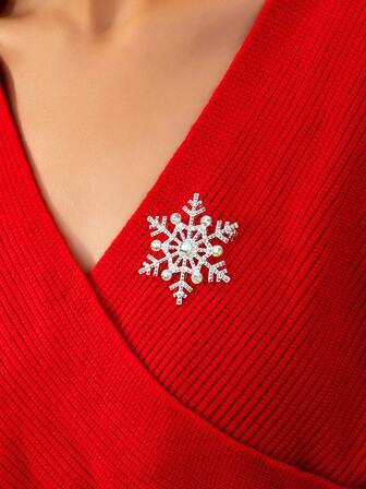 1件/套 圣诞银色雪花全镶钻胸针