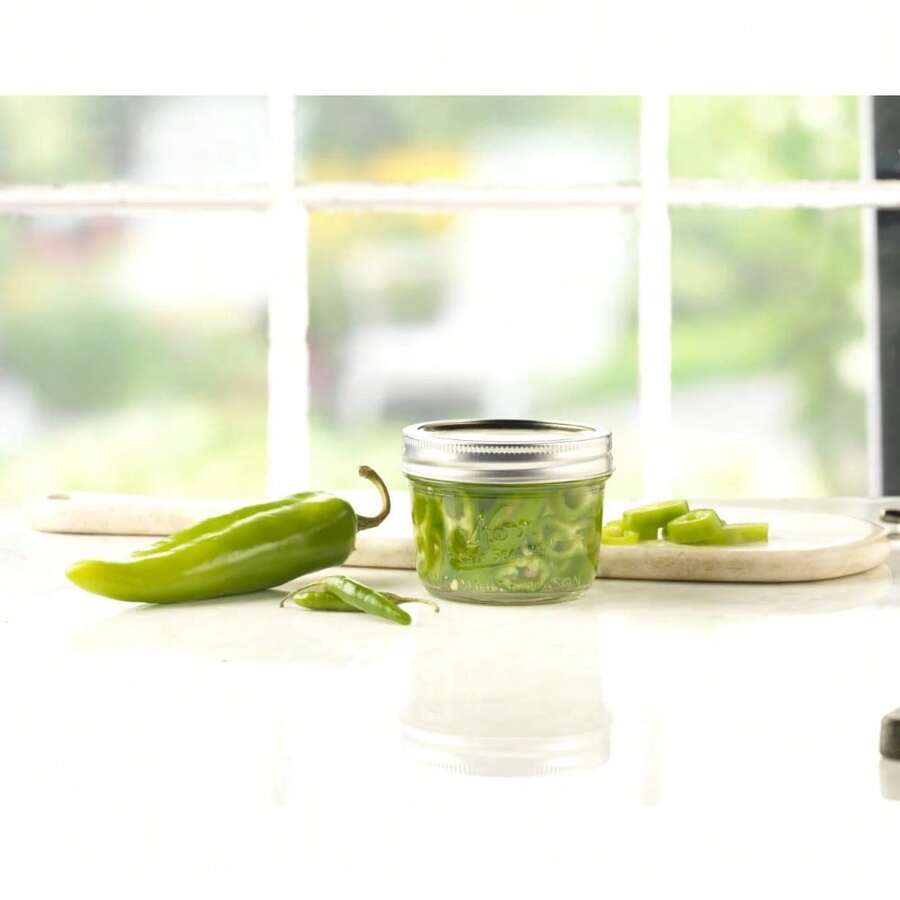 Canning Jars, Wide Mouth HalfPint (8 Oz.) Mason Jars With Lids And