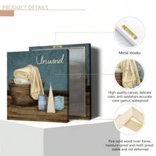 Conjunto de 3 piezas de cuadros de pared de decoración de baño con impresiones en lienzo de los letreros "Relájate, Desconecta, Sumerge", pintura de arte decorativo para el hogar moderno, sala de baño, inodoro, listos para colgar, decoración de pared y habitación