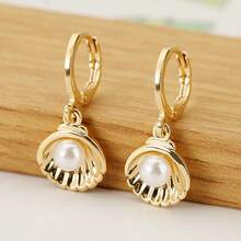 1 Cặp Kẹp Tai Ngọc Trai Vỏ Đồng Phong Cảnh Biển Mới Bán Chạy, Thiết Kế Độc Đáo Phù Hợp Với Trang Phục Hàng Ngày Của Phụ Nữ - Nhiều màu - Xem 7