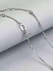 1 件 925 纯银简约圆珠盒链项链简约简约项链珠宝礼物 - 銀色 - 查看 2