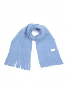 1pc Casual Versatile Fringed Knit Scarf, Children's Warm Neck Warmer Scarf For Autumn/Winter - A - View 5