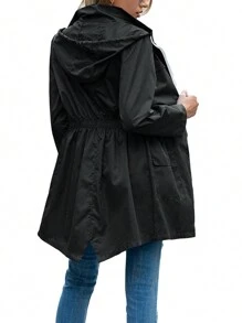 Women Light Rain Jacket Waterproof Active Outdoor Trench Raincoat With Hood Ladies Lightweight Windproof Windbreaker